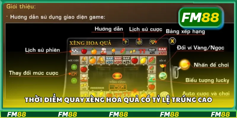 Thời điểm quay xèng hoa quả có tỷ lệ trúng cao